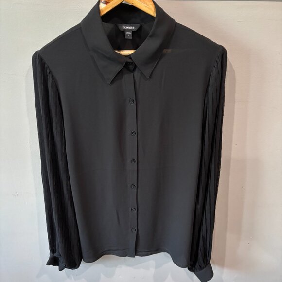 Express Black Button-Up Blouse - Picture 2 of 12